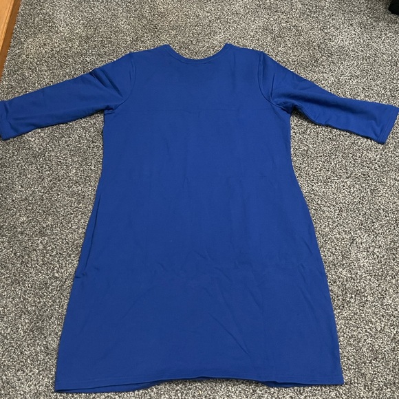 New Denim & Co Active Blue Sweatshirt Coverup 3/4 sleeve Dress with pockets M - Picture 13 of 13